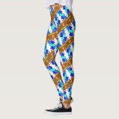 Beatrix Jimette Design Blauw en bruin op wit Leggings (Links)
