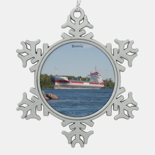 Beatrix- of sneeuwvloksieremeel tin sneeuwvlok ornament (Voorkant)