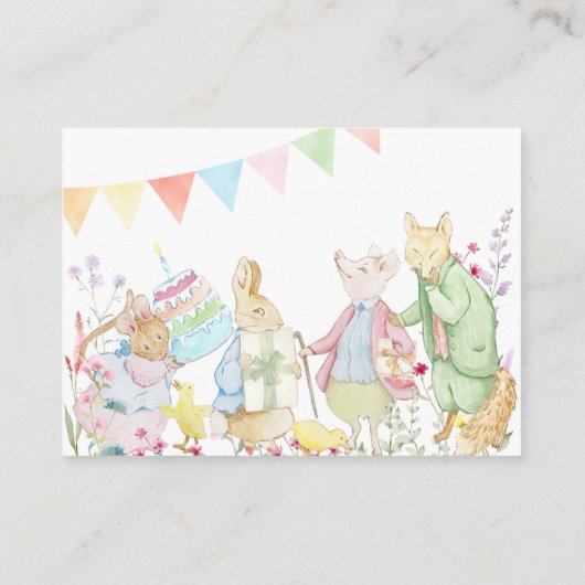 Beatrix Peter het Konijn Woodland Baby shower Informatiekaartje (Achterkant)