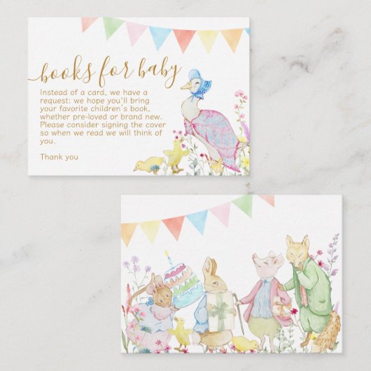 Beatrix Peter het Konijn Woodland Baby shower Informatiekaartje (Voorkant / Achterkant)