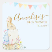 Beatrix Peter het Konijn Woodland Baby shower Vierkante Sticker (Voorkant)