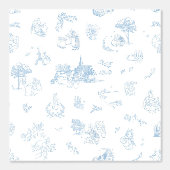 Beatrix Peter the Rabbit Toile Chinoiserie Blue  Behang (Voorkant)