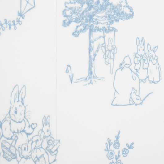 Beatrix Peter the Rabbit Toile Chinoiserie Blue Behang (Zoom)