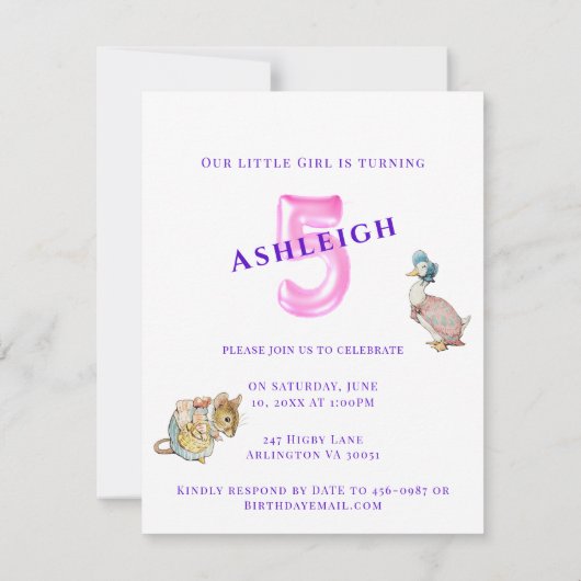 Beatrix Potter 5e verjaardag Jemima Puddle Duck Kaart (Achterkant)