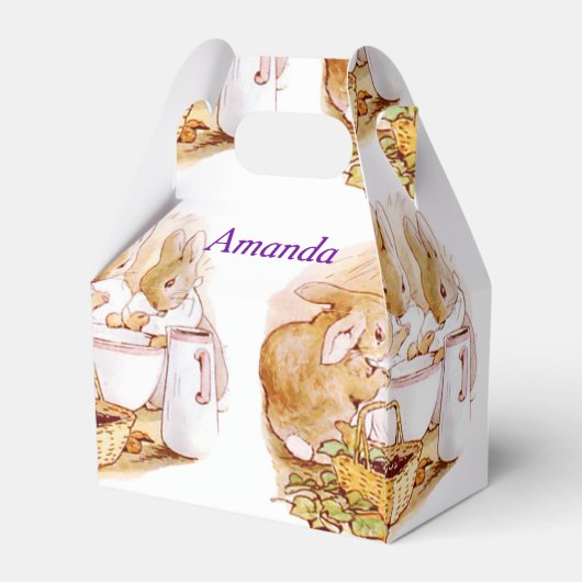 Beatrix Potter, aangepaste verjaardag, paascadeau Bedankdoosjes (Achterkant)