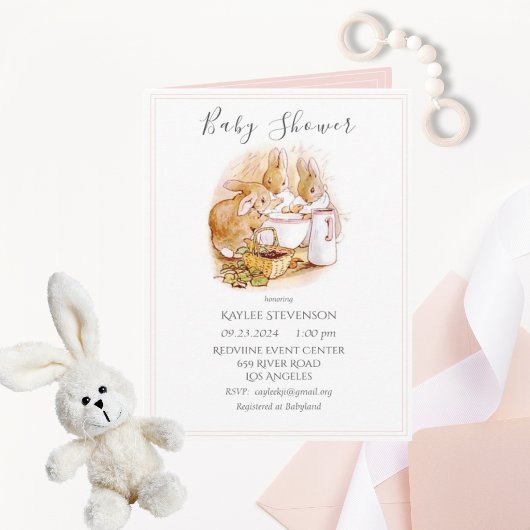 Beatrix Potter Baby Girl Pink Shower Uitnodiging