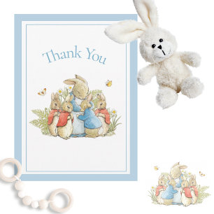 Beatrix Potter Blue Baby Boy Girl Shower Bedankkaart