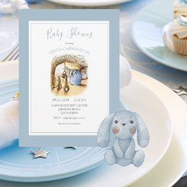 Beatrix Potter Blue Bunny Baby shower Invitation Kaart