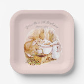 Beatrix Potter Bunnies Berries en Cream Birthday Papieren Bordje (Voorkant)