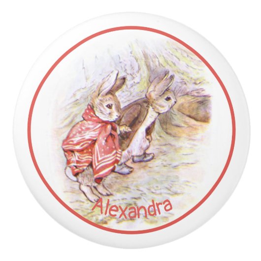 Beatrix Potter Bunnies Keramische Knop (Voorkant)