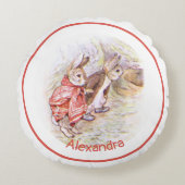 Beatrix Potter Bunnies Rond Kussen (Voorkant)