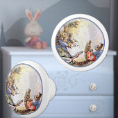 Beatrix Potter Bunny Family Ceramic Knob. Keramische Knop