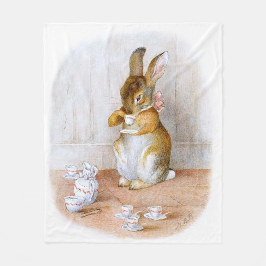Beatrix Potter: Bunny Girl Drink Tea Fleece Deken (Voorkant)