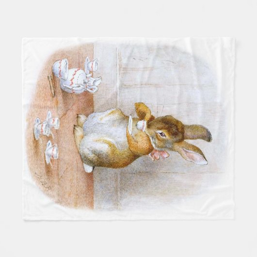 Beatrix Potter: Bunny Girl Drink Tea Fleece Deken (Voorkant (Horizontaal))