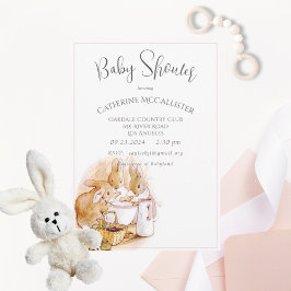 Beatrix Potter Bunny Pink Girl Baby shower Kaart