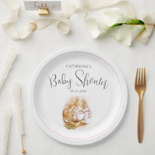 Beatrix Potter Bunny Pink Girl Baby shower Papieren Bordje