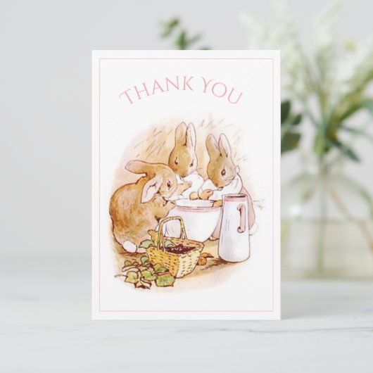Beatrix Potter Bunny Rabbit Baby shower Bedankkaart (Staand voorkant)