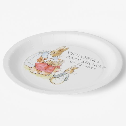 Beatrix Potter Bunny Rabbit Baby shower Papieren Bordje (Gekanteld)