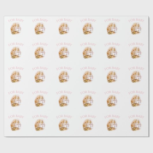 Beatrix Potter Bunny Rabbit Pink Baby shower Cadeaupapier (Vlak)
