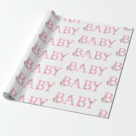 Beatrix Potter Bunny Rabbit Pink Baby shower Cadeaupapier