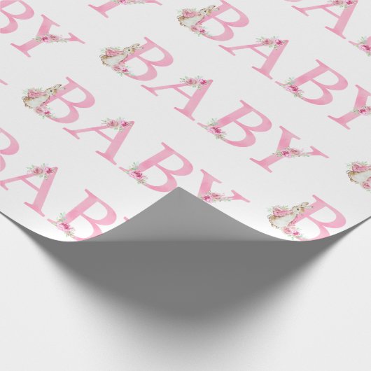 Beatrix Potter Bunny Rabbit Pink Baby shower Cadeaupapier (Hoek)