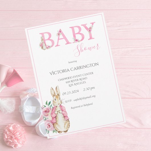 Beatrix Potter Bunny Rabbit Waterverf Baby shower Kaart