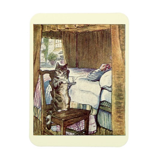 Beatrix Potter Cat Serving Tea Magneet (Verticaal)