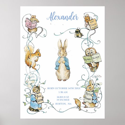 Beatrix Potter Geboorte Stats Kwekerij Art Poster (Voorkant)