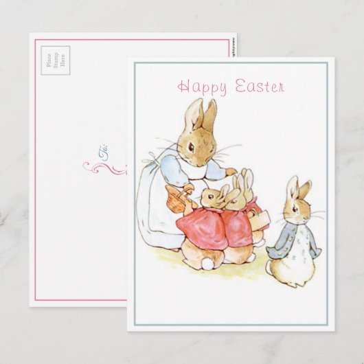 Beatrix Potter Gelukkig Pasen Briefkaart (Voorkant / Achterkant)