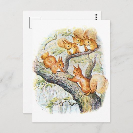 Beatrix Potter illustratie Nutkin + Eekhoorns Briefkaart (Voorkant / Achterkant)