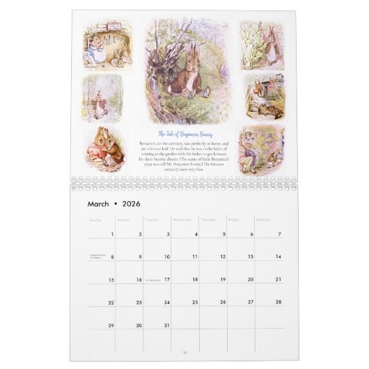 Beatrix Potter Kalender Twee pagina's Medium Groot (Mar 2026)
