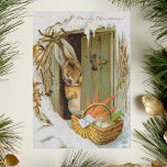 Beatrix Potter Kerstgroeten Feestdagen Kaart<br><div class="desc">Beatrix Potter-illustratie uit 1893 met een van haar klassieke konijnen die verrast wordt voor Kerstmis. Verras uw dierbaren en vrienden met een beetje kerst sprookje nostalgie dit jaar!</div>