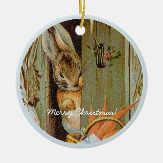  Beatrix Potter Kerstgroeten Keramisch Ornament (Voorkant)