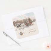  Beatrix Potter Kerstgroeten Vakantie Vierkante Sticker (Envelop)