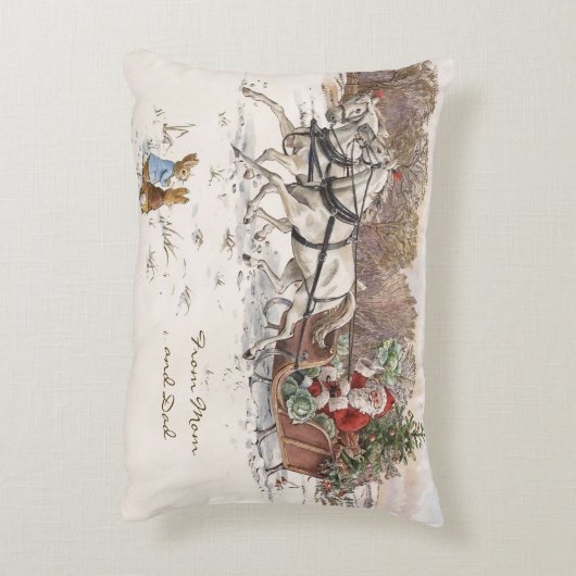 Beatrix Potter Kerstkonijnen en Kerstman Accent Kussen (Achterkant (Verticaal))