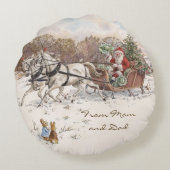  Beatrix Potter Kerstkonijnen en Kerstman Rond Kussen (Achterkant)