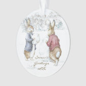 Beatrix Potter Konijnen en Sneeuwman Kerstmis Ornament (voorkant)