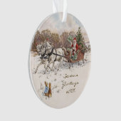 Beatrix Potter Konijnen en Sneeuwman Kerstmis Ornament (voorkant)