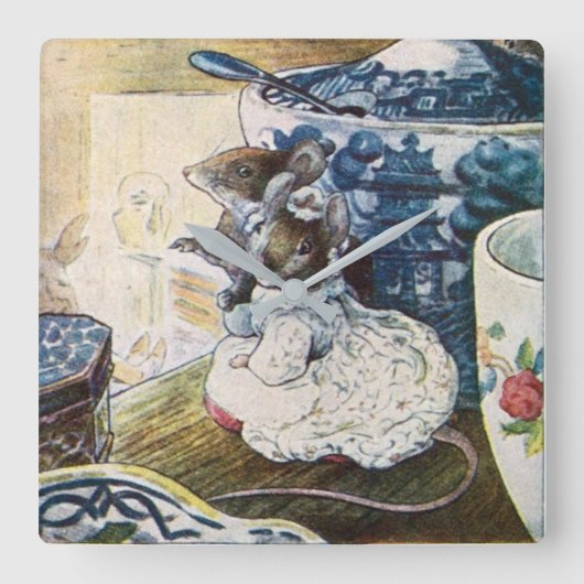  Beatrix Potter Mice Tailor van Gloucester Vierkante Klok (Voorkant)
