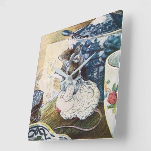  Beatrix Potter Mice Tailor van Gloucester Vierkante Klok (Hoek)