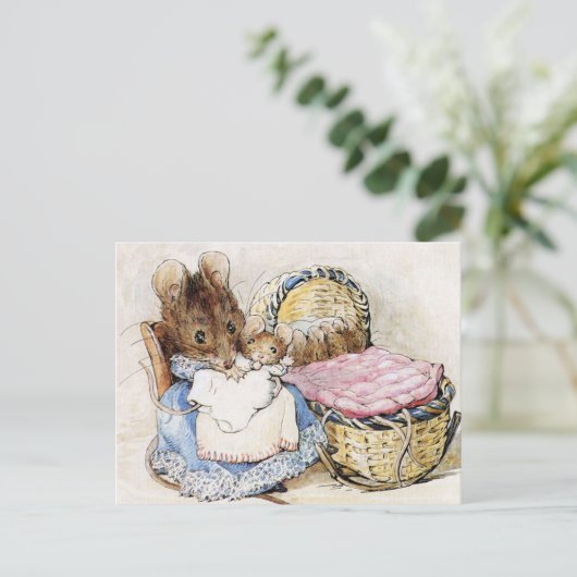 Beatrix Potter Moeder en Baby Muizen Briefkaart (Staand voorkant)