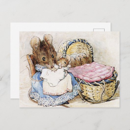 Beatrix Potter Moeder en Baby Muizen Briefkaart (Voorkant / Achterkant)