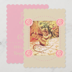 Beatrix potter muis schattig  naaien roze kaart