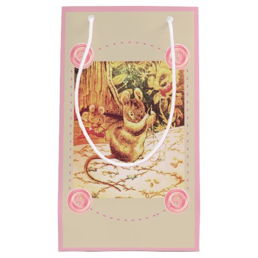 Beatrix potter muis schattig naaien roze klein cadeauzakje (Voorkant)