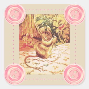 Beatrix potter muis schattig  naaien schattig vierkante sticker