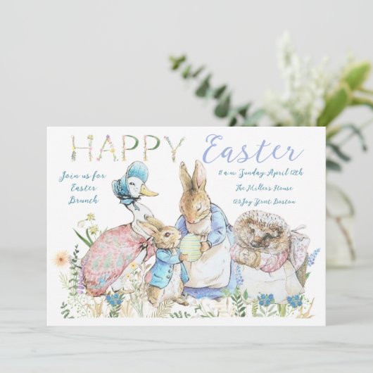 Beatrix Potter Peter de Konijn Paasbrunch Kaart (Staand voorkant)