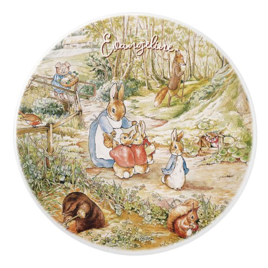 Beatrix Potter Peter het Konijn en Vrienden Keramische Knop (Voorkant)