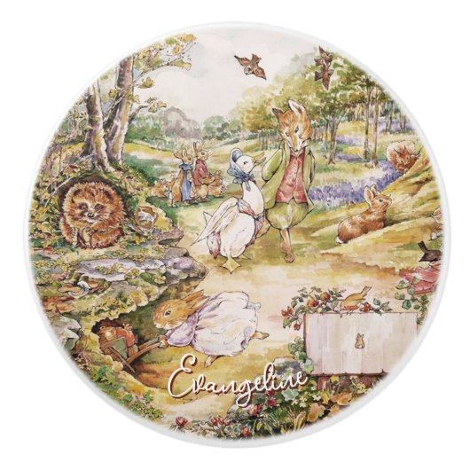 Beatrix Potter Peter het Konijn en Vrienden Keramische Knop (Voorkant)