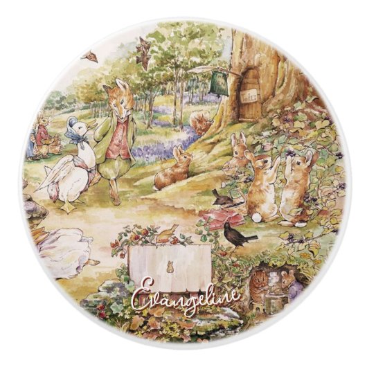 Beatrix Potter Peter het Konijn en Vrienden Keramische Knop (Voorkant)