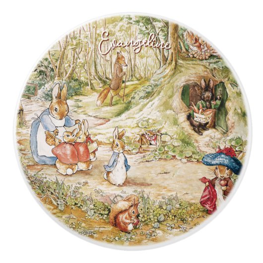 Beatrix Potter Peter het Konijn en Vrienden Keramische Knop (Voorkant)